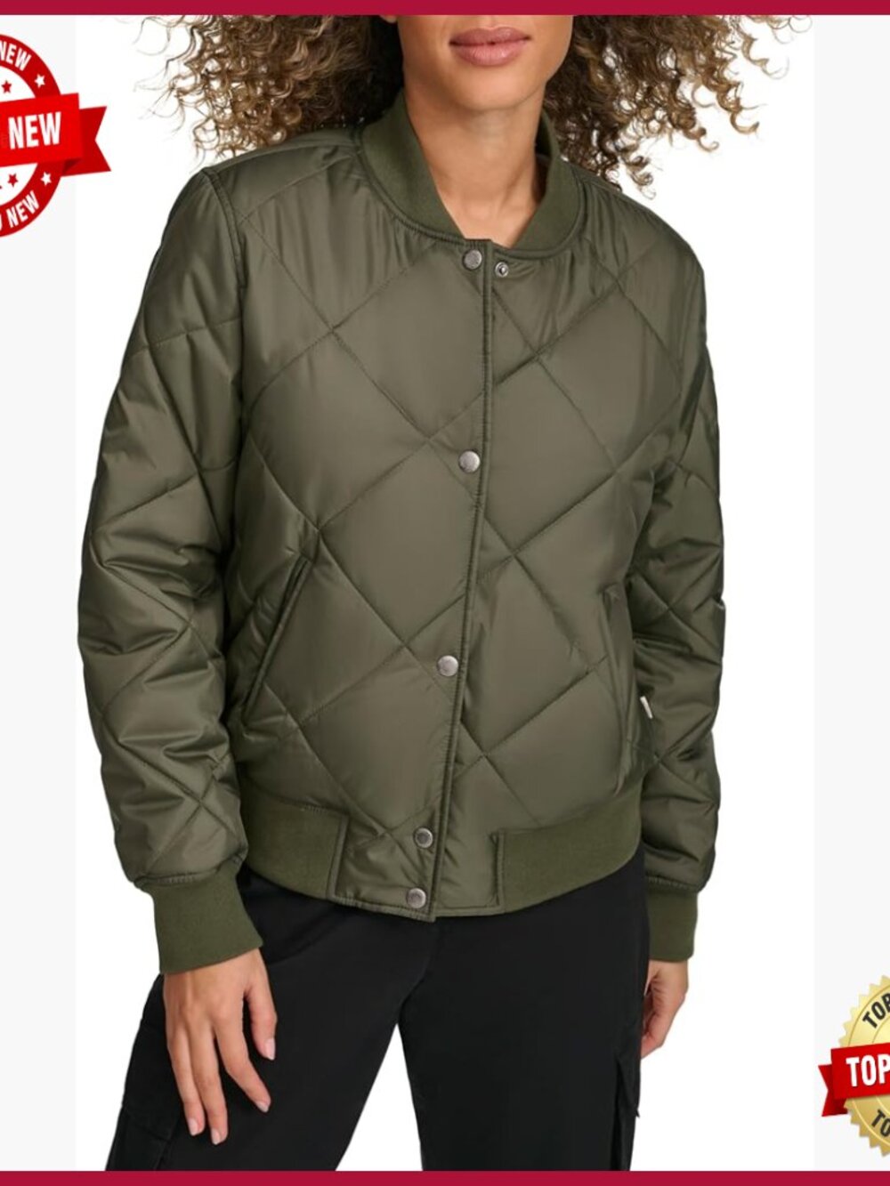 Diamond Quilted Sherpa Lined Bomber Jacket Women's Large Warm Casual